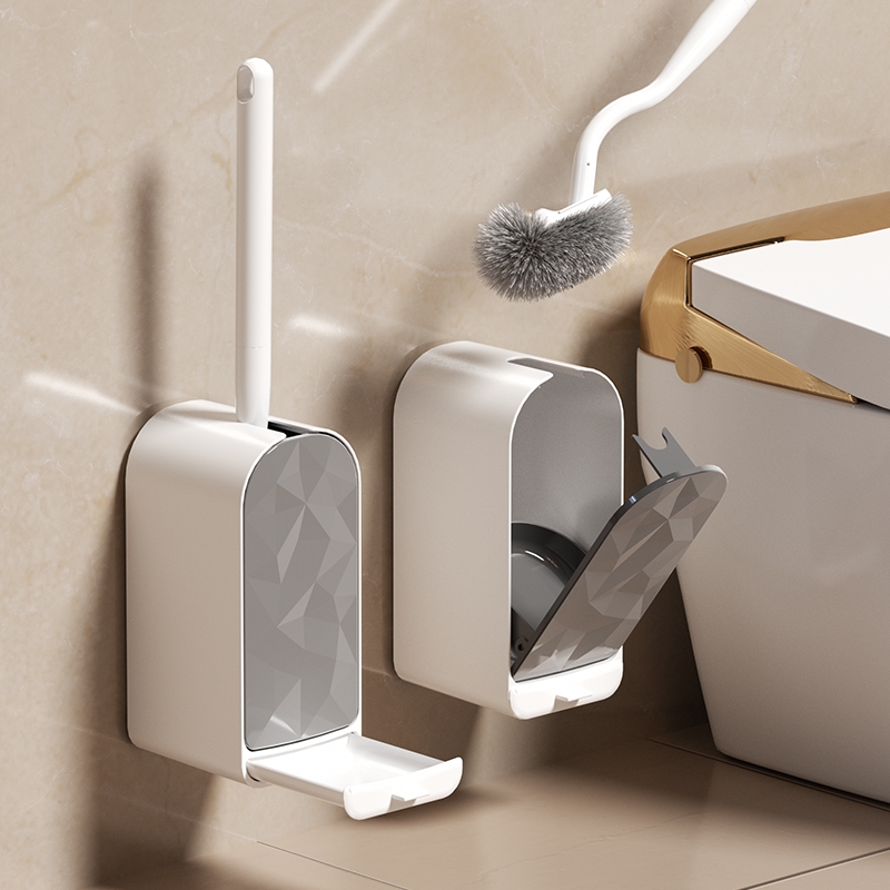 Home Bathroom Cleaning Kit - 新品プラスチック製壁掛け兼用トイレブラシセット、手を汚さない、死角のない強力な浴室用清掃ブラシ、水はけも良好。