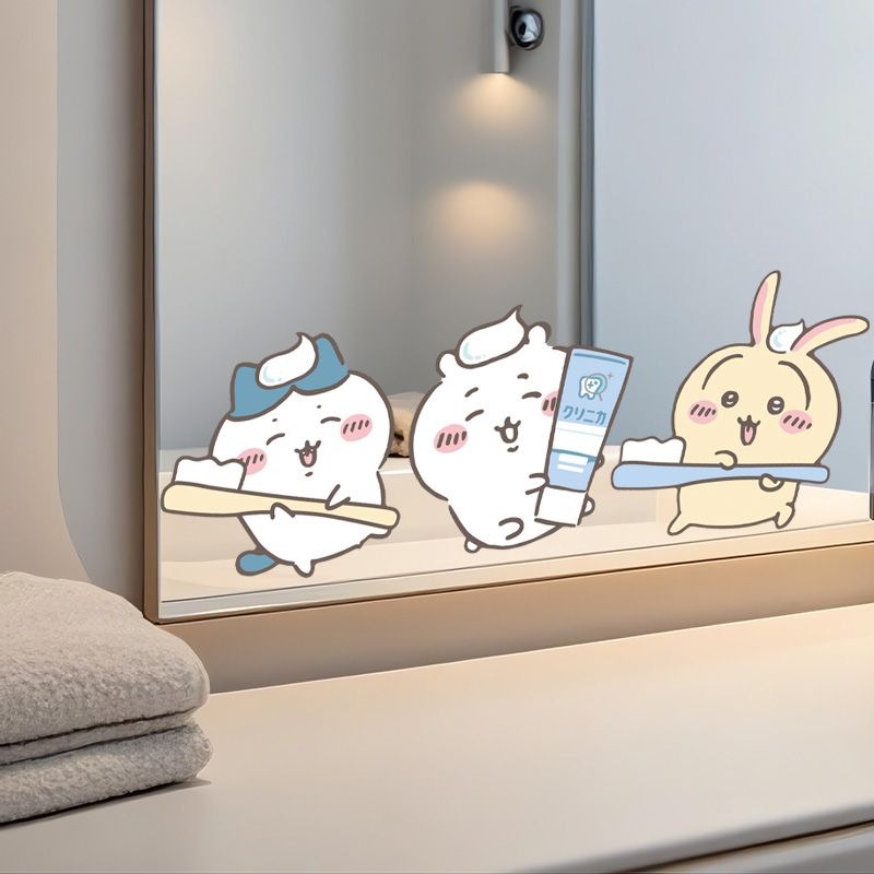 Home Goods Bathroom Mirrors - ホットチイカワミラーステッカー強力粘着クリアプリント防水取り外し可能な装飾デカール浴室の化粧鏡ホームギフト