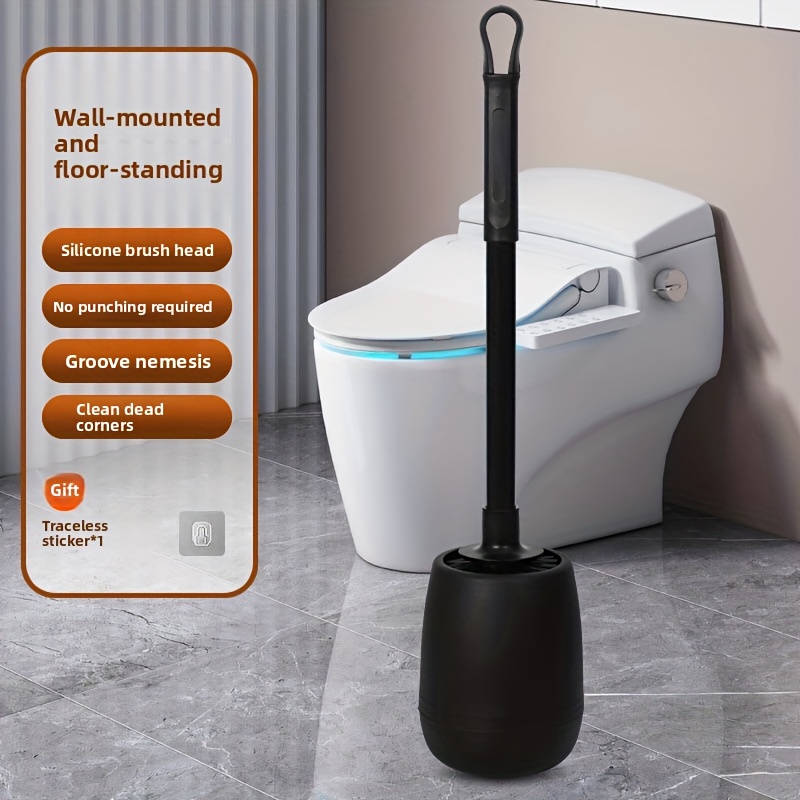 Home Bathroom Cleaning Kit - ​ 多機能換気トイレブラシセット - 壁掛け式＆床置き式ブラシ、耐久性のあるプラスチック毛で浴室掃除に