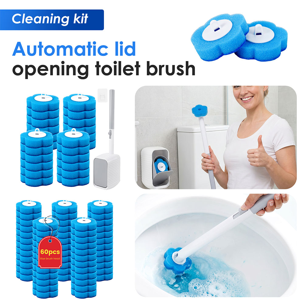 Home Bathroom Cleaning Kit - 新しいトイレブラシ＆ホルダーセット、使い捨てリフィル交換ヘッド付き、クリーニングキット、浴室掃除ブラシ、トイレアクセサリーツール