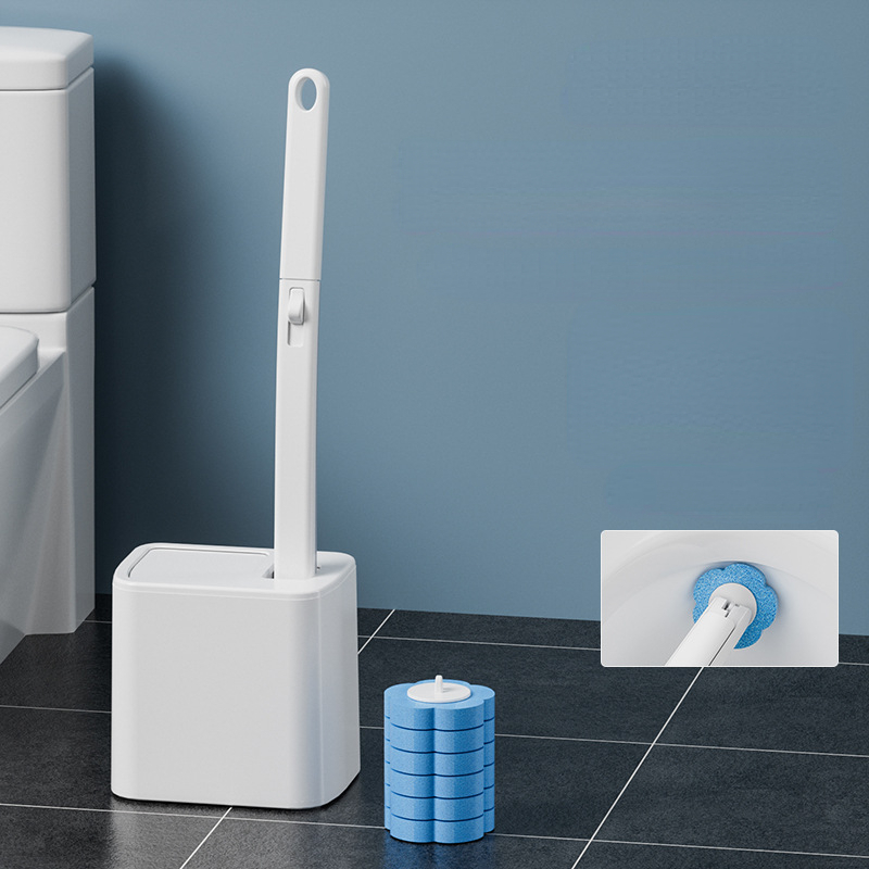 Home Bathroom Equipment - 使い捨て壁掛け式トイレブラシ,長い柄,交換可能なクリーニングツール,トイレアクセサリー