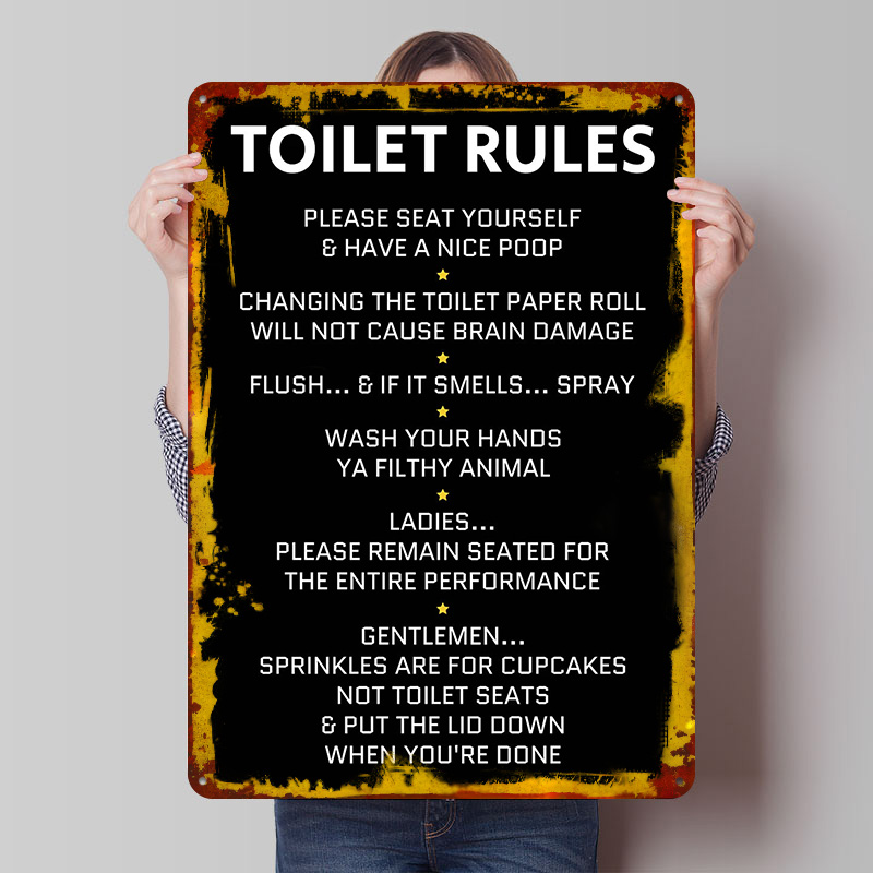 Home Bathroom Rules - トイレルールブリキポスターカスタマイズされたレトロな壁アートヴィンテージメタルサイン部屋のバスルームの装飾寝室の装飾マンケイブホーム用