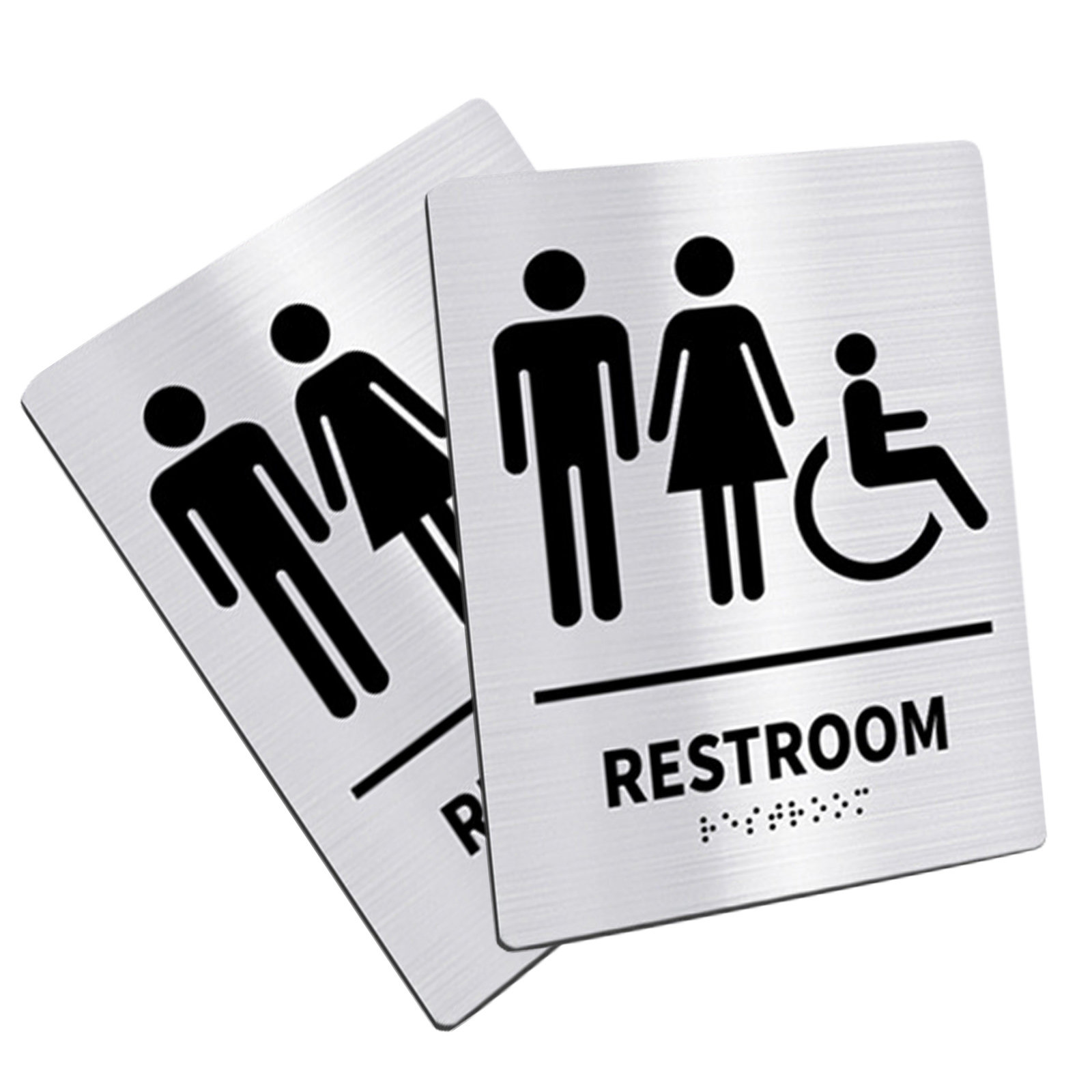 Home Bathroom Sign - 2個セット トイレサイン ステンレス製 ブラインド対応 男女兼用 トイレサイン