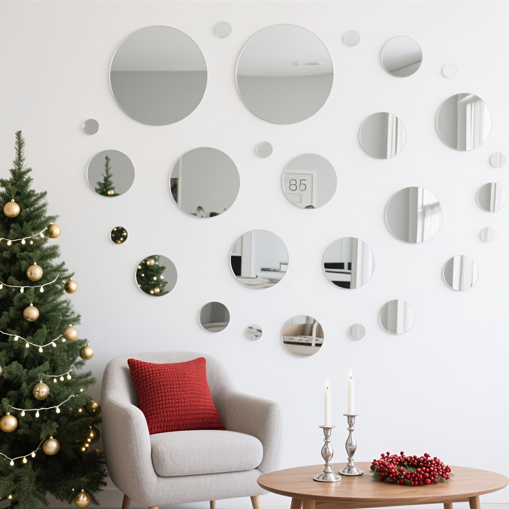 Home Goods Bathroom Mirrors - 20CM円形アクリルミラーウォールステッカー、取り外し可能、粘着式、DIY背景壁、家庭用、割れにくい、結婚式パーティーデコレーション