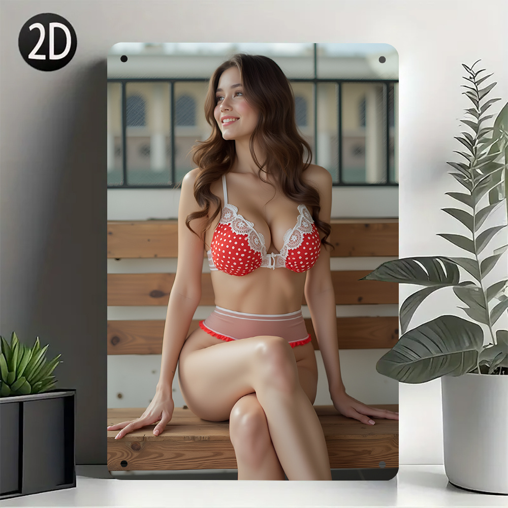 Home Bathroom Sign - ヴィンテージ「セクシービューティー」メタルサイン1枚 - レトロシックな壁飾り、家庭、カフェ、バー、リビングルーム、ダイニングエリア、バスルーム用、ポルカドットL
