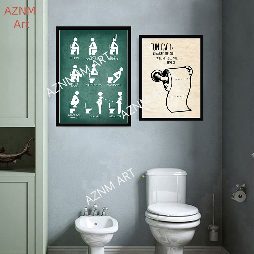 壁アートキャンバス絵画面白いバスルームルールサイン北欧黒白ポ - Home Bathroom Sign のレビューと価格