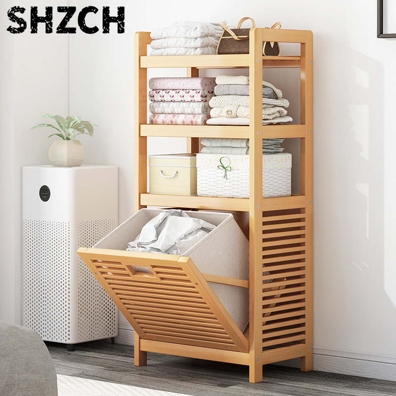 多層式竹製ランドリーハンパー、通気設計、広々としたバスルーム - Home Bathroom Organizer のレビューと価格