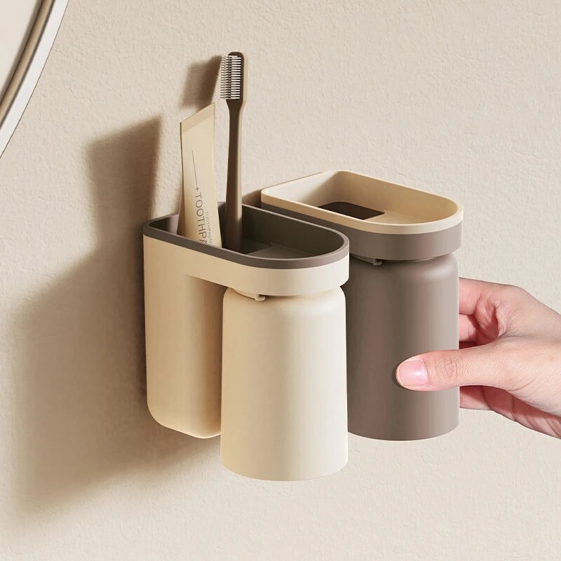壁に取り付けられた歯ブラシ収納ラック、穴なし、ライト、高級、 - Home Bathroom Organizer のレビューと価格