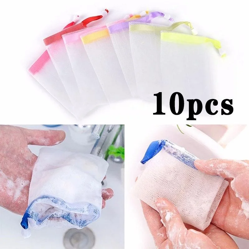 10 ピース/セットポータブルクリーン発泡メッシュバッグ石鹸 - Home Bathroom Cleaning Kit のレビューと価格