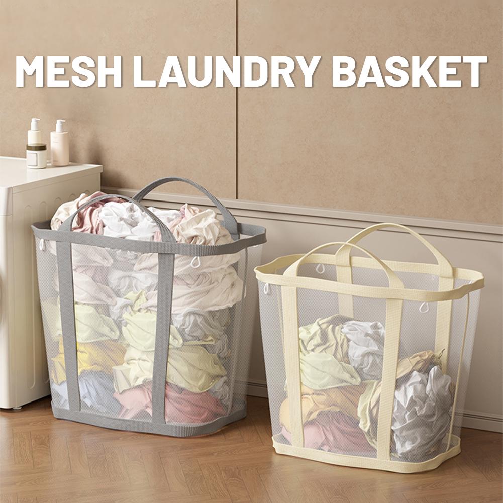 大容量メッシュ汚れた服バスケット、ハンドル付き、通気性のある - Home Bathroom Organizer のレビューと価格