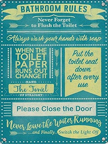 ヴィンテージスタイルメタルウォールサインプラーク浴室ルールギ - Home Bathroom Rules のレビューと価格