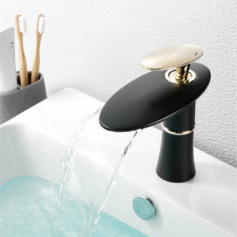 白/黒ゴールド滝状洗面器蛇口 温冷混合水栓 洗面台シンクタッ - Home Hardware Bathroom Faucets のレビューと価格