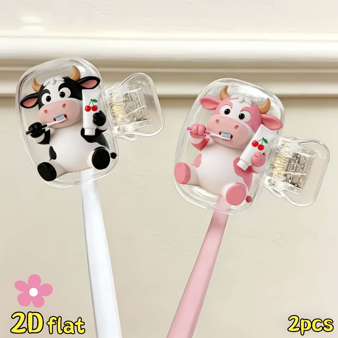 2個入り牛型歯ブラシホルダー、透明蓋付き旅行・家庭用収納オー - Home Bathroom Organizer のレビューと価格