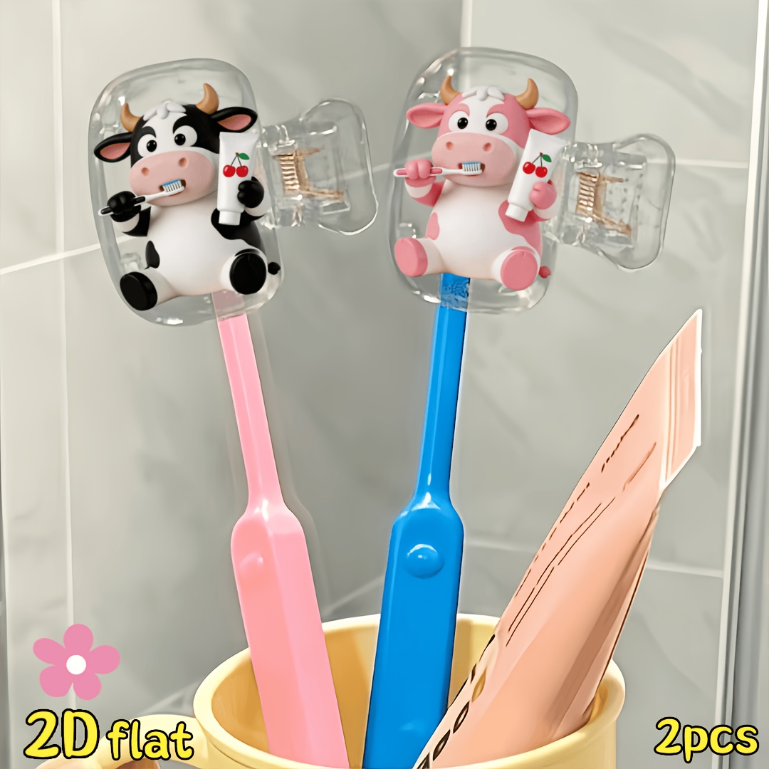 2個入り牛型歯ブラシホルダー、透明蓋付き旅行・家庭用収納オー - Home Bathroom Organizer のレビューと価格