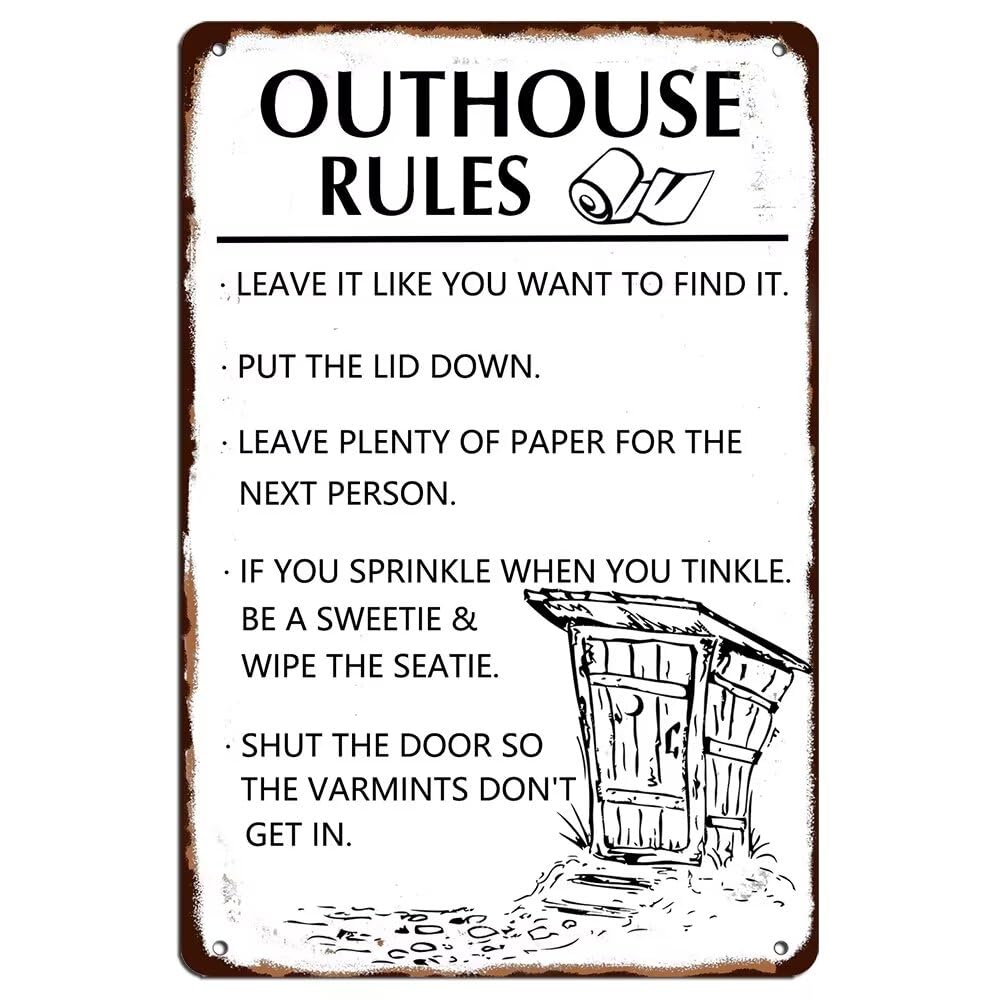 屋外トイレルールメタルティンサイン面白いヴィンテージバスルー - Home Bathroom Rules のレビューと価格