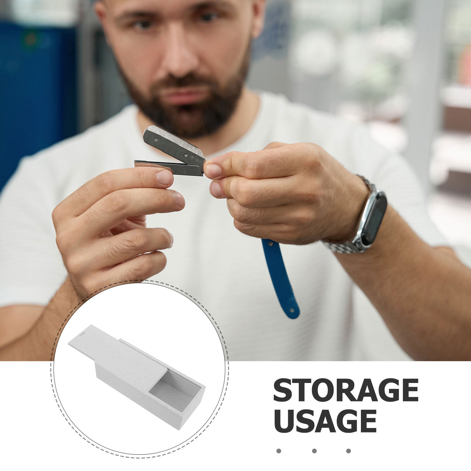 白い二重コンパートメント刃収納ケース、バリカン刃ホルダー、シ - Home Bathroom Organizer のレビューと価格