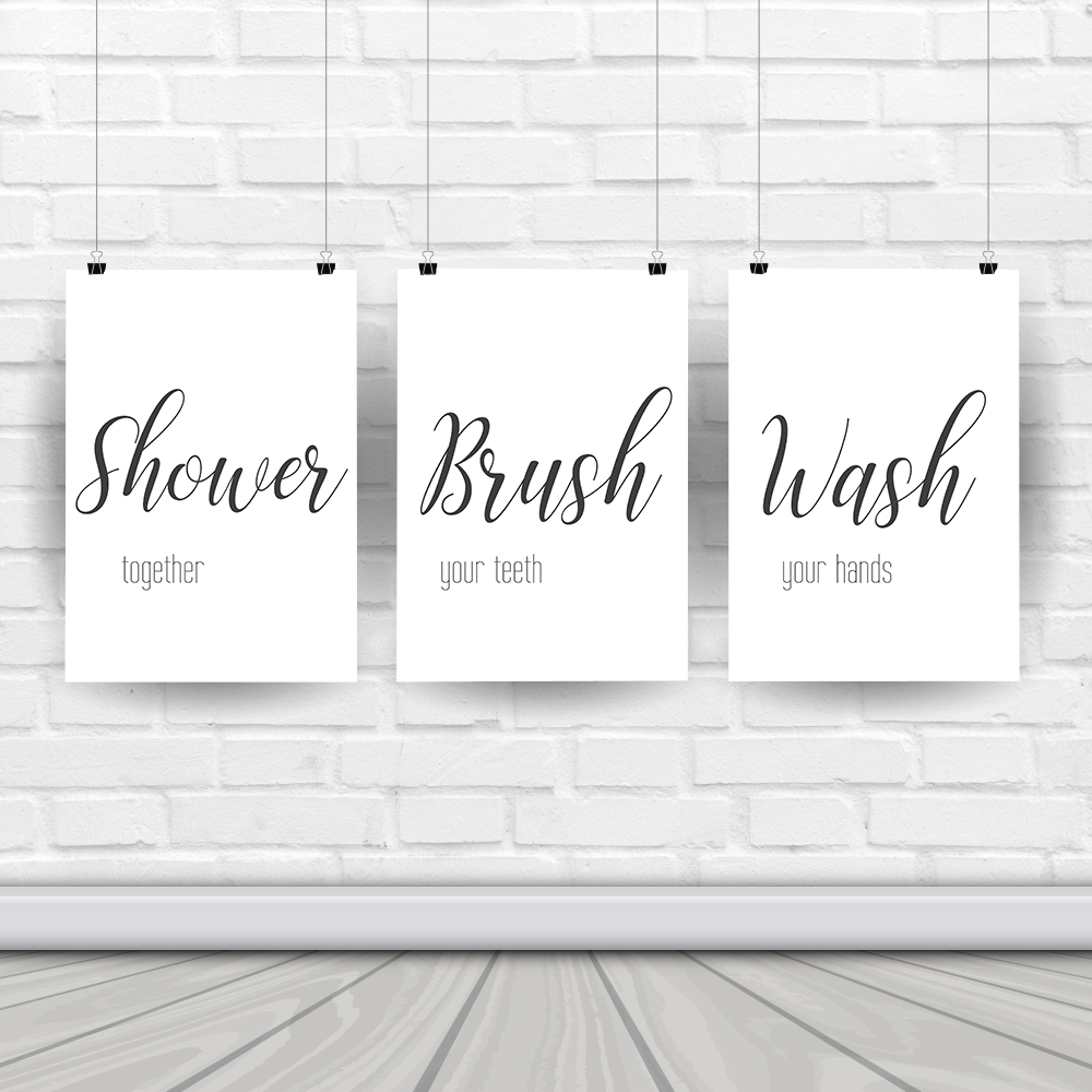 ユーモラスなバスルームルールのウォールアート,北欧の白黒ポス - Home Bathroom Rules のレビューと価格