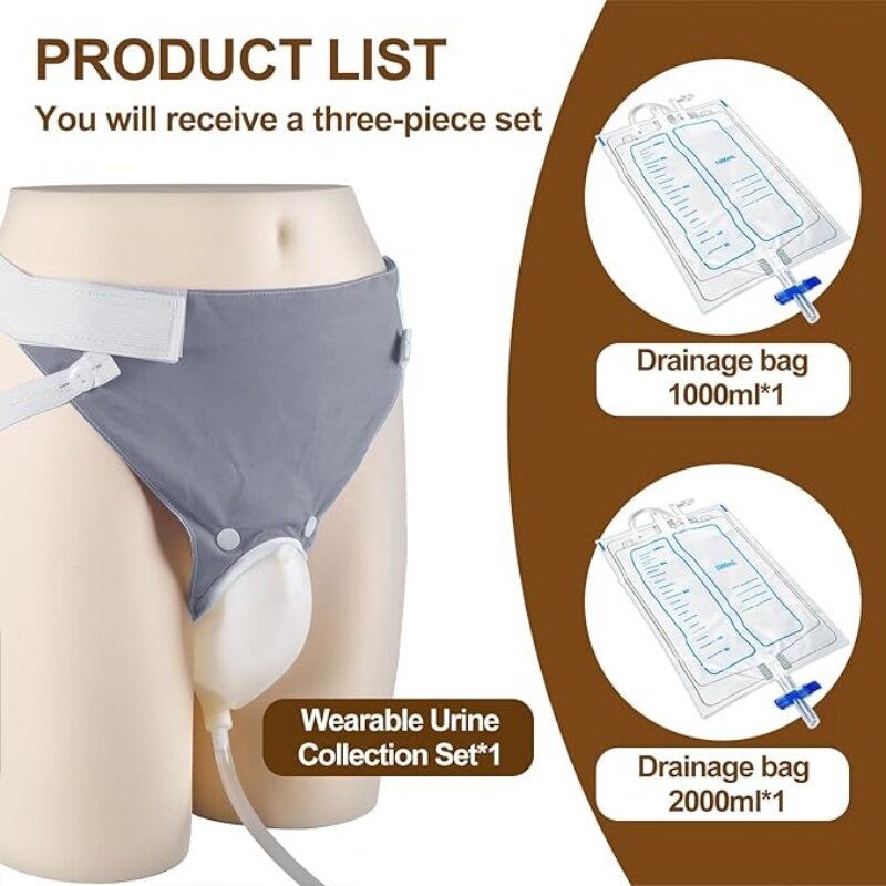 シリコン製尿コレクター 大人用 尿道カテーテルバッグ付き 再 - Home Bathroom Urinal のレビューと価格