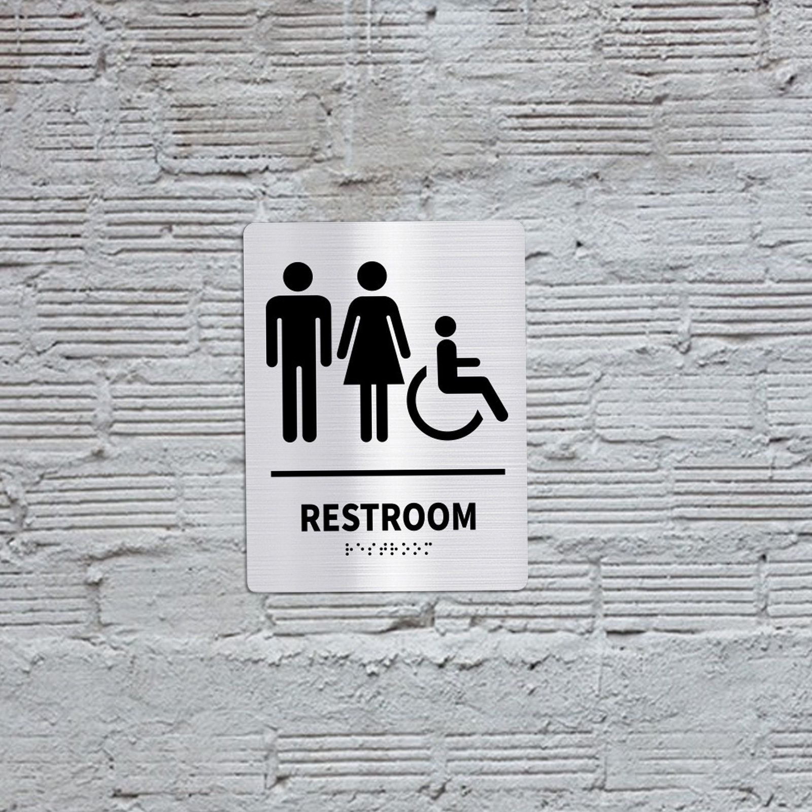 2個セット トイレサイン ステンレス製 ブラインド対応 男女 - Home Bathroom Sign のレビューと価格