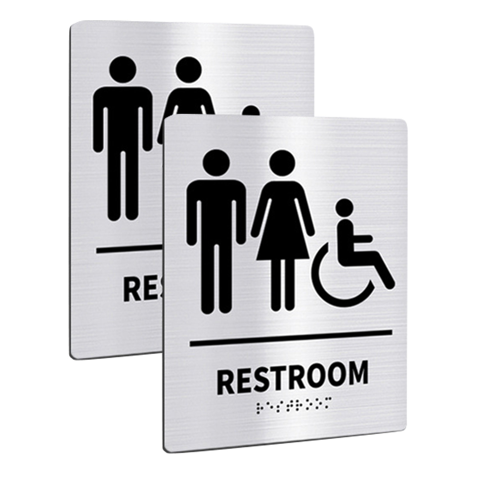 2個セット トイレサイン ステンレス製 ブラインド対応 男女 - Home Bathroom Sign のレビューと価格