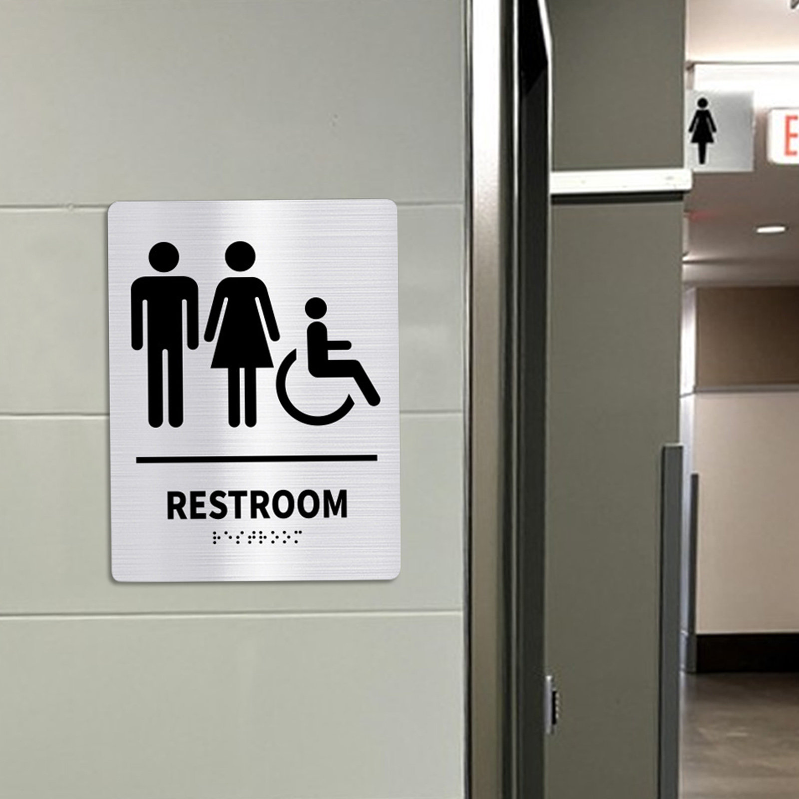 2個セット トイレサイン ステンレス製 ブラインド対応 男女 - Home Bathroom Sign のレビューと価格