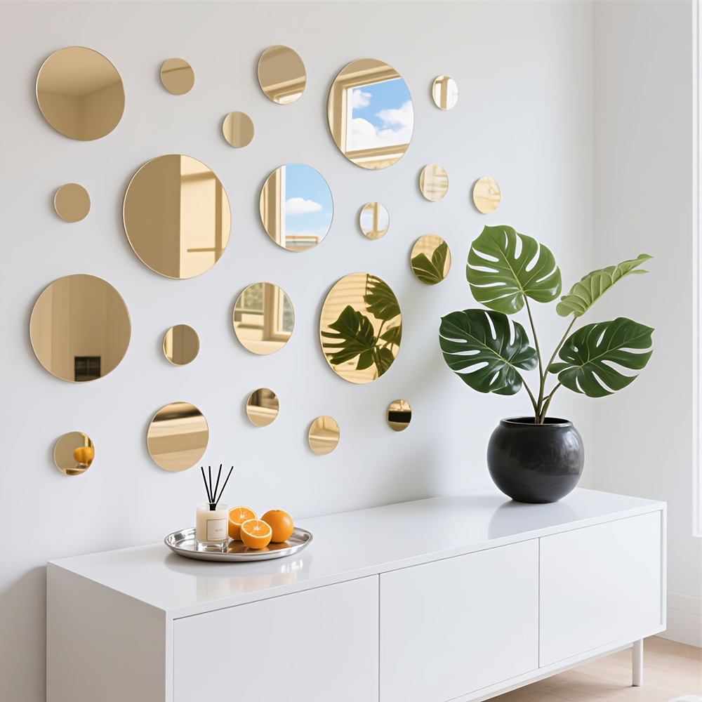 20CM円形アクリルミラーウォールステッカー、取り外し可能、 - Home Goods Bathroom Mirrors のレビューと価格