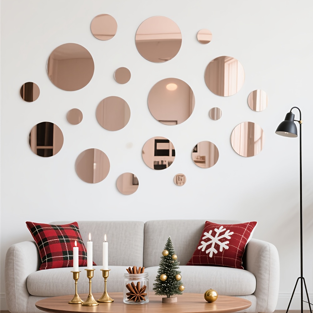 20CM円形アクリルミラーウォールステッカー、取り外し可能、 - Home Goods Bathroom Mirrors のレビューと価格