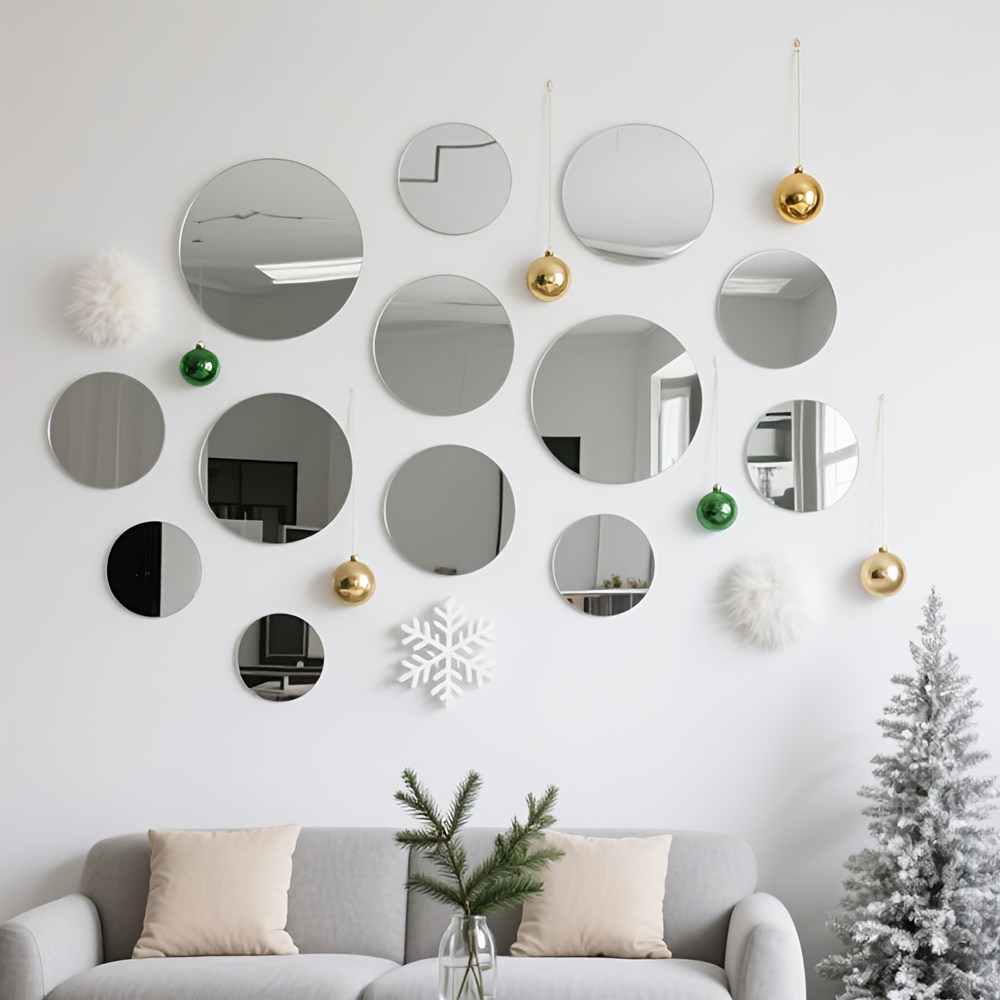 20CM円形アクリルミラーウォールステッカー、取り外し可能、 - Home Goods Bathroom Mirrors のレビューと価格