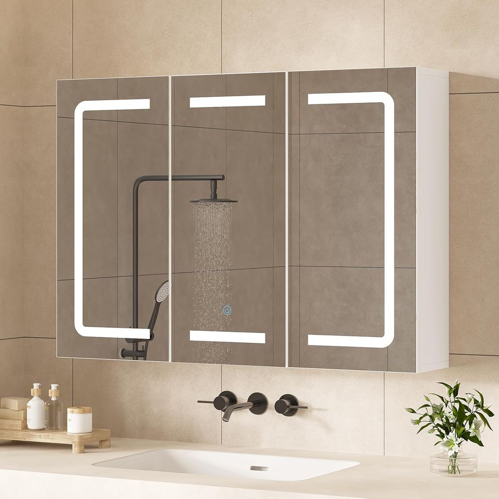 鏡付き薬棚オーガナイザー、照明付き収納付き浴室薬棚、LEDラ - Home Bathroom Organizer のレビューと価格