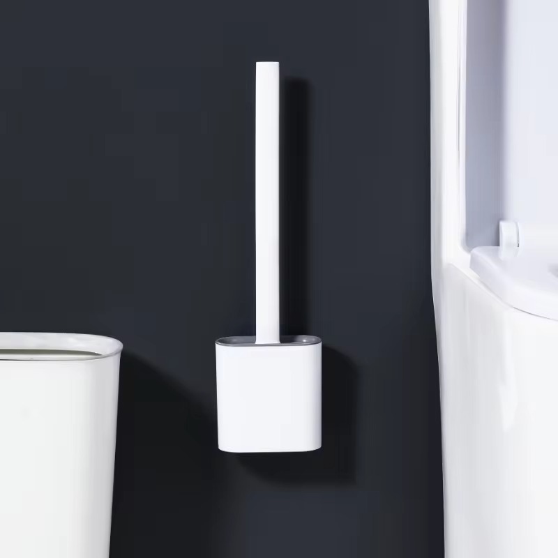 1PC 黒壁掛けトイレブラシシリコーンフラットブラシヘッドト - Home Bathroom Cleaning Kit のレビューと価格