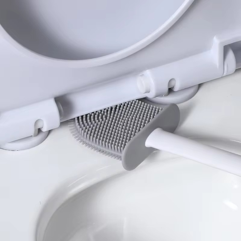 1PC 黒壁掛けトイレブラシシリコーンフラットブラシヘッドト - Home Bathroom Cleaning Kit のレビューと価格