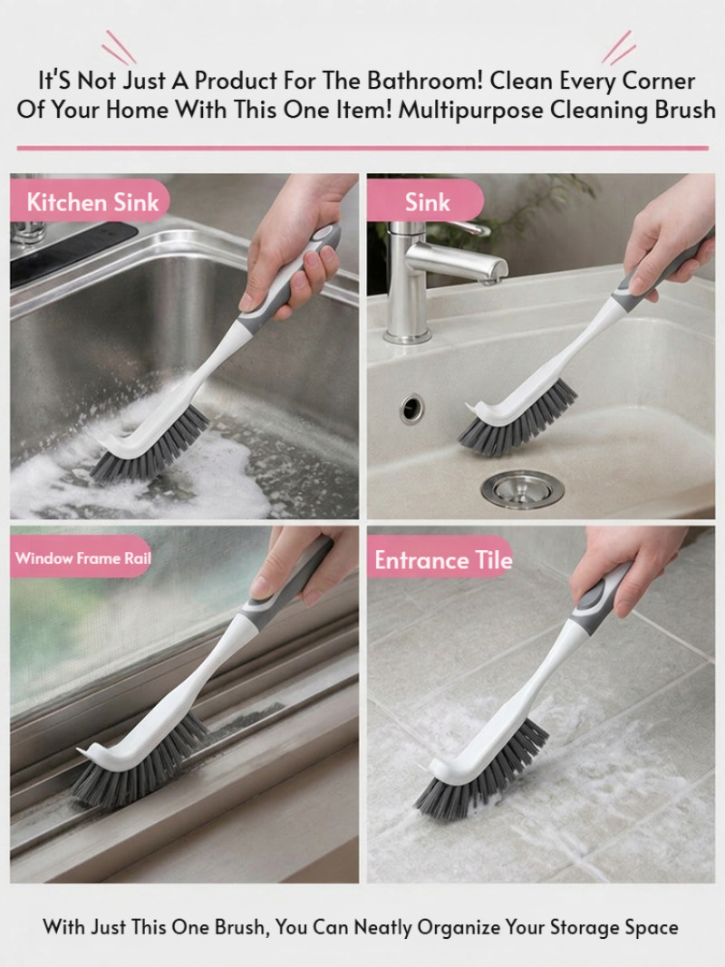 硬い毛のスクラブブラシセット、滑り止めハンドル付きの掃除用ブ - Home Bathroom Cleaning Kit のレビューと価格